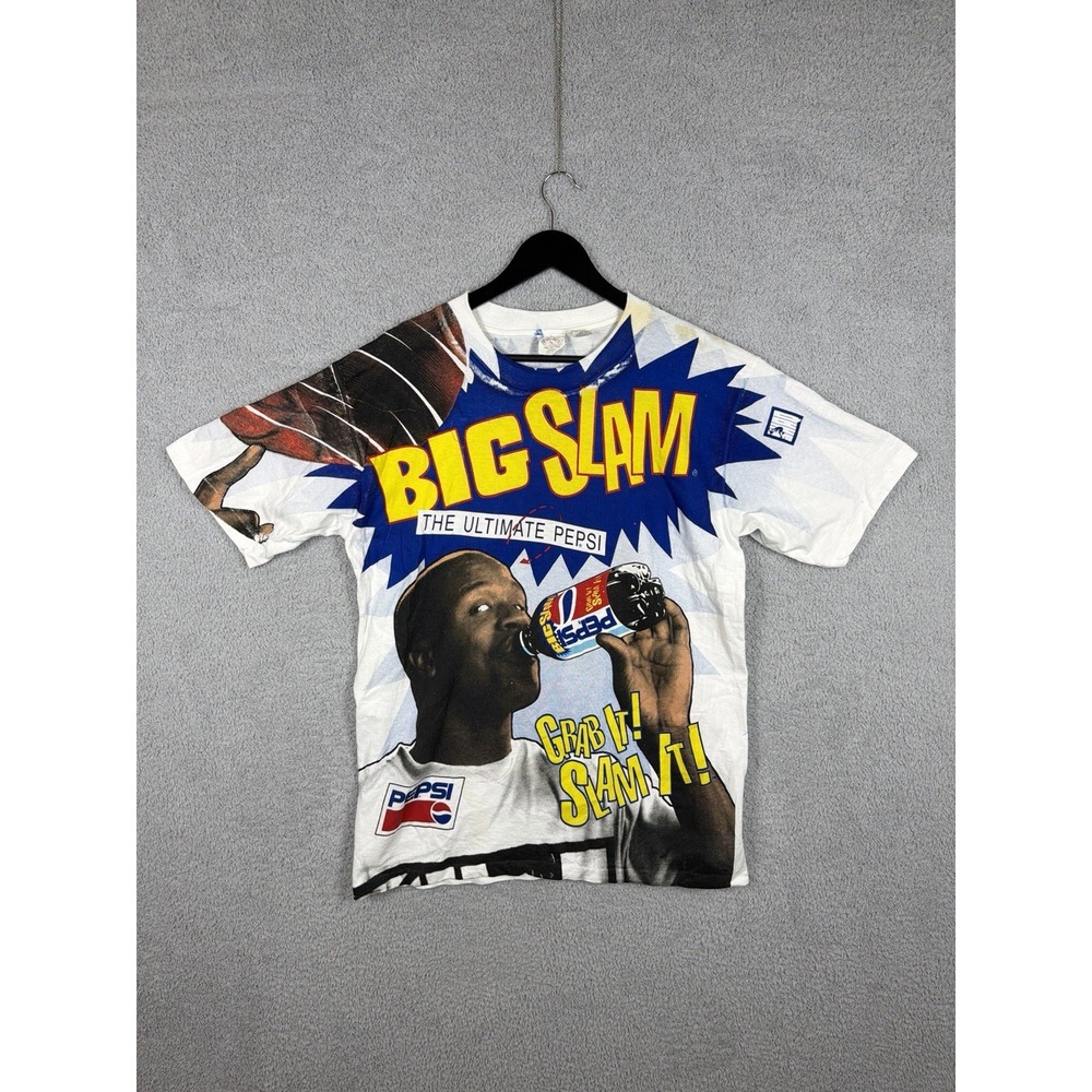 Vintage Pepsi Big Slam Shaq Shaquille O'Neal NBA Shirt T-Shirt L‎ Crystal Mills